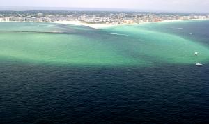 Click to enlarge image  - Destin Pass and the Harbor from above - June 1, 2010
